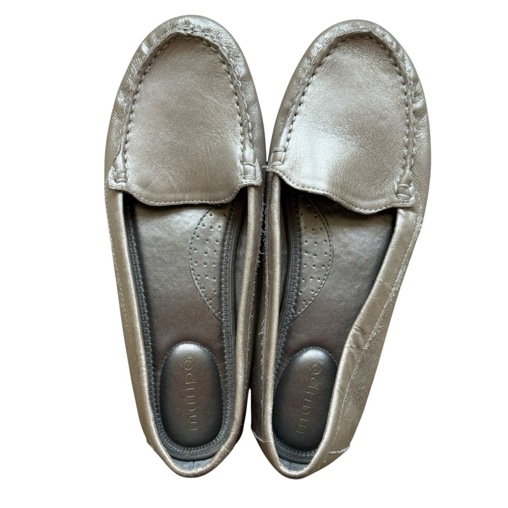 Maripe gold, metallic loafers, women’s size 7.5